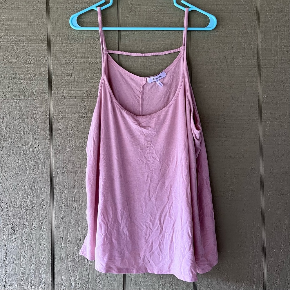 Pink cross bar back strap spaghetti strap tank top